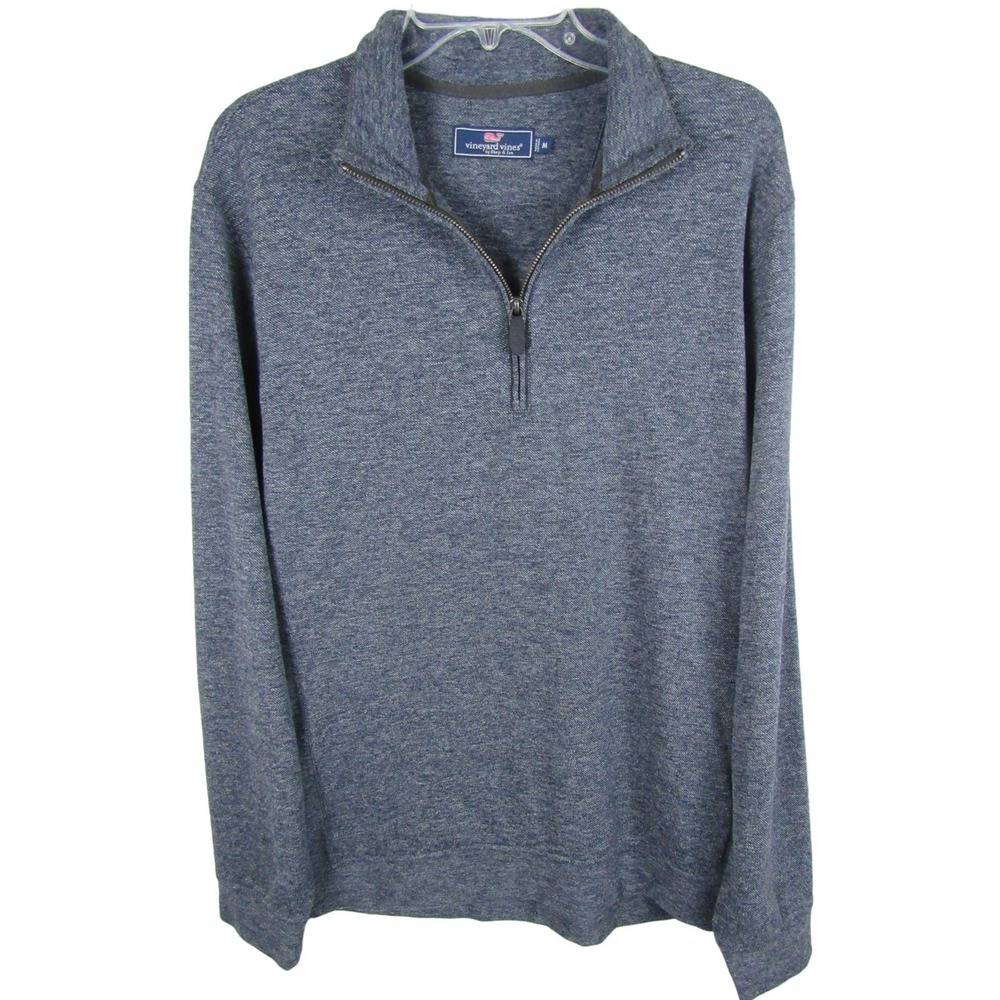 Vineyard Vines Men Sweater Size Medium Blue Quarter Zip Pullover